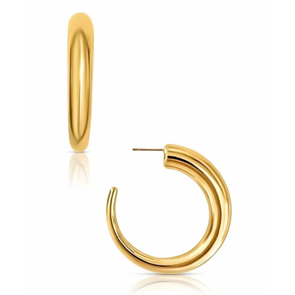 NEW ELLIE VAIL women's ridley oversized tusk hoop earrings in gold